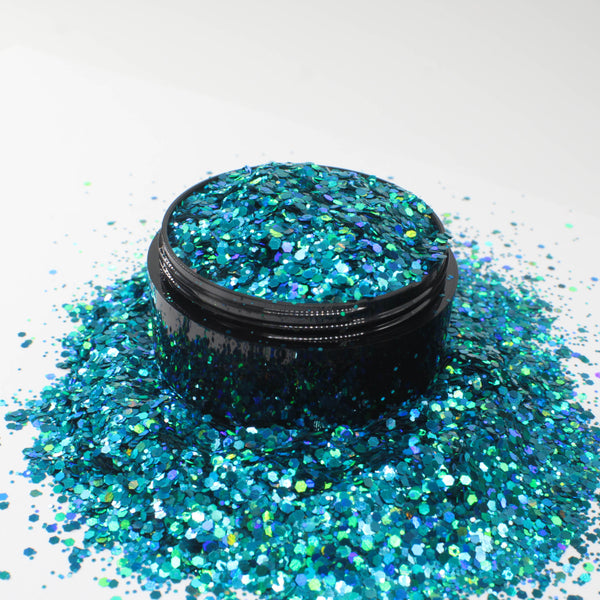 Suzy Sparkles Glitter - Holographic Jade - Chunky - 1 oz Bag