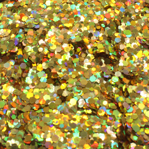 Suzy Sparkles Glitter - Holographic Gold - Chunky - 1 oz Bag
