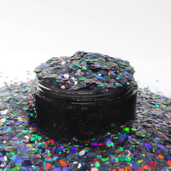 Suzy Sparkles Glitter - Holographic Black - Chunky - 1 oz Bag