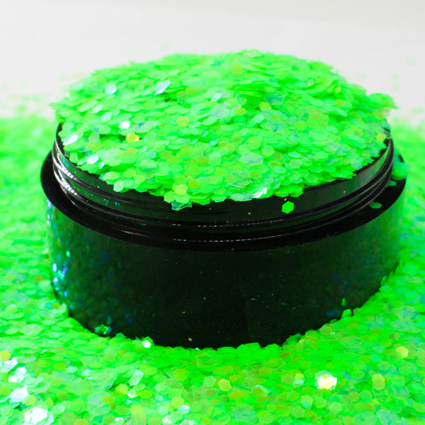 Suzy Sparkles Glitter - Iridescent Neon Green - Chunky