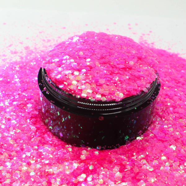 Suzy Sparkles Glitter - Iridescent Neon Pink - Chunky