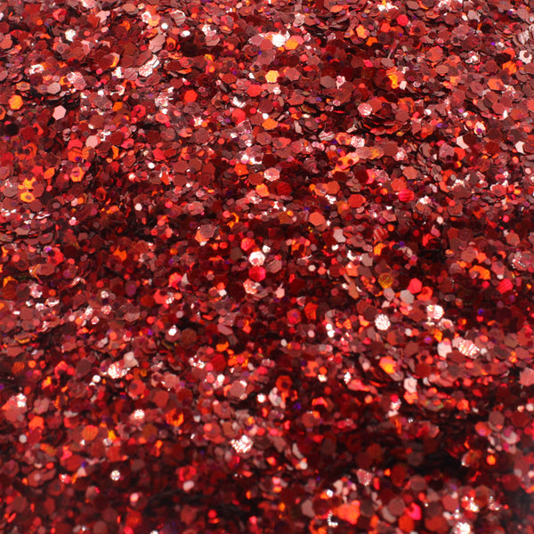 Suzy Sparkles Glitter - Holographic Red - Chunky - 1 oz Bag