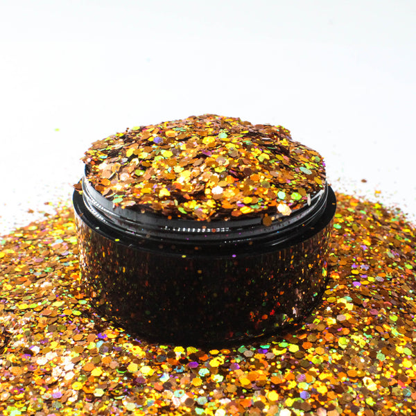 Suzy Sparkles Glitter - Holographic Orange - Chunky - 1 oz Bag