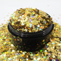Suzy Sparkles Glitter - Holographic Gold Stars - Chunky - 1 oz Bag