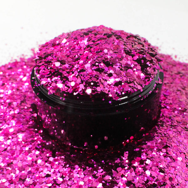 Suzy Sparkles Glitter - Metallic Bright Pink - Chunky - 2 oz Bag