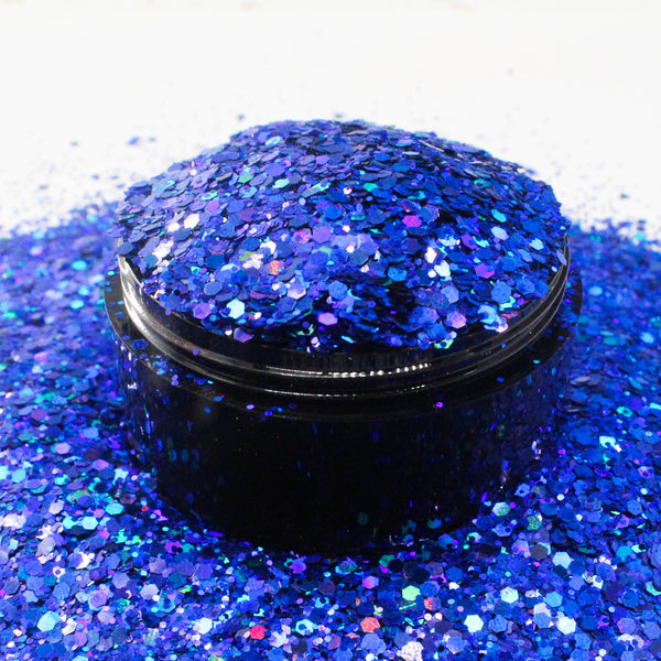 Suzy Sparkles Glitter - Holographic Blue - Chunky - 1 oz Bag