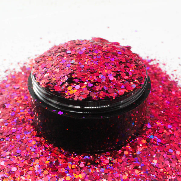 Suzy Sparkles Glitter - Holographic Pink - Chunky - 1 oz Bag