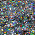 Suzy Sparkles Glitter - Holographic Silver with Stars Mix - Chunky - 1 oz Bag