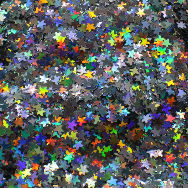 Suzy Sparkles Glitter - Holographic Silver Stars - Chunky - 1 oz Bag