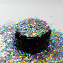 Suzy Sparkles Glitter - Holographic Silver Moons - Chunky - 1 oz Bag