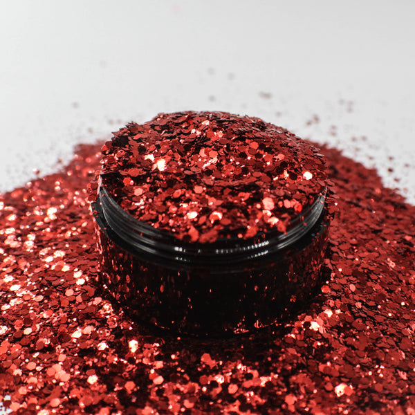 Suzy Sparkles Glitter - Metallic Bright Red - Chunky - 2 oz Bag