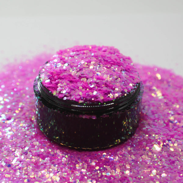 Suzy Sparkles Glitter - High Sparkle Iridescent Sprite Pink - Chunky - 1 oz Bag