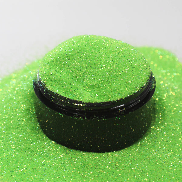 Suzy Sparkles Glitter - Iridescent Neon Green - High Sparkle - Fine - 1 oz Bag