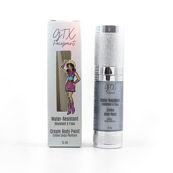 GTX Facepaint - Water-Resistant Cream Body Paint - Steel Guitar Silver - Metallic
