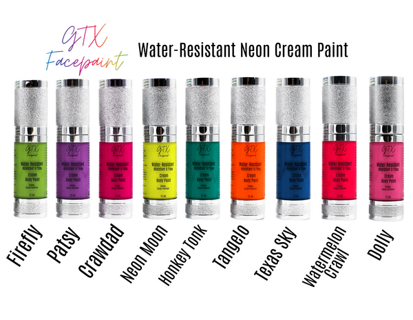 GTX Facepaint - Water-Resistant Cream Body Paint Kit - Neon Colors