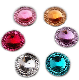 Face Paint Gems - 0.6" Round Gems - Mixed Colors - Pack of 20 gems