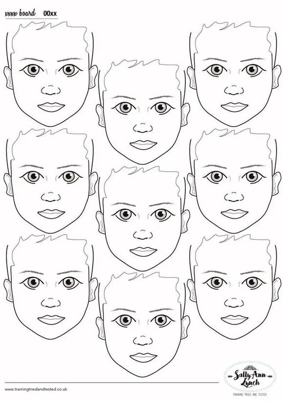 Sally-Ann Lynch Practice Board - 9 Child Heads - Vertical 0044 Sally Ann Lynch
