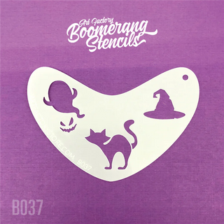 Art Factory - Boomerang Stencil - Halloween Cat, Ghost & Witches Hat