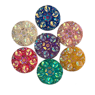 Face Paint Gems - 0.4" Floral Swirl Round Gems - Mixed Colors - Pack of 50 gems
