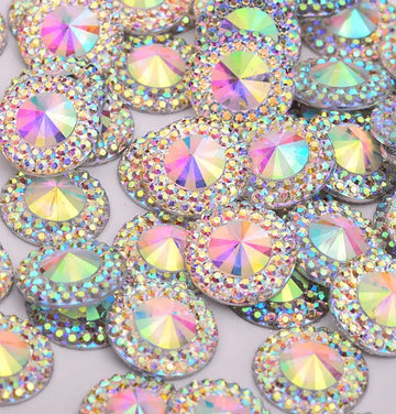 Face Paint Gems - Round Rivoli Rhinestones White Crystal - 10mm (0.39") - Pack of 10 Face Paint Forum Shop