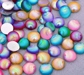 Face Paint Gems - Round Shell Rhinestones Multicolored - 10mm (0.39") - Pack of 10 Face Paint Forum Shop