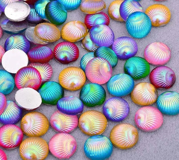Face Paint Gems - Round Shell Rhinestones Multicolored - 10mm (0.39") - Pack of 10 Face Paint Forum Shop