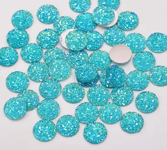 Face Paint Gems - Round Rhinestones Aquamarine - 12mm (0.5") - Pack of 10 Face Paint Forum Shop