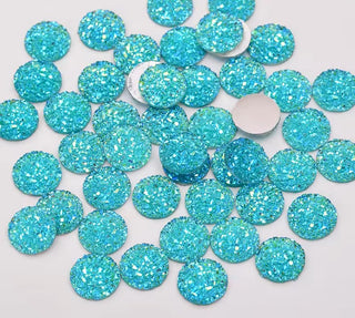 Face Paint Gems - Round Rhinestones Aquamarine - 12mm (0.5") - Pack of 10