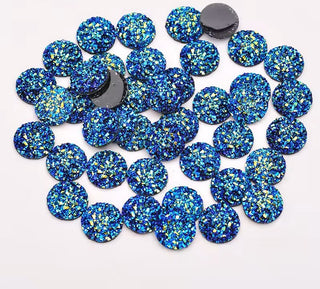 Face Paint Gems - Round Rhinestones Iridescent Black - 12mm (0.5") - Pack of 10