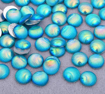 Face Paint Gems - Round Shell Rhinestones Green - 10mm (0.39") - Pack of 10 Face Paint Forum Shop