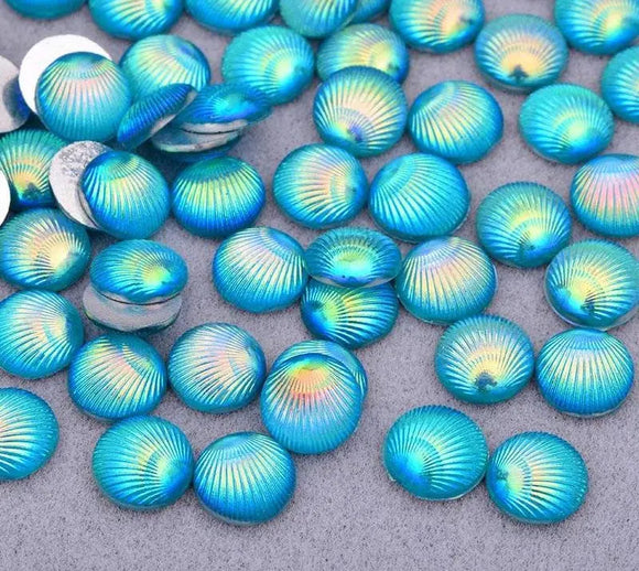 Face Paint Gems - Round Shell Rhinestones Green - 10mm (0.39") - Pack of 10 Face Paint Forum Shop