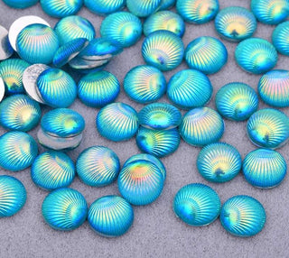 Face Paint Gems - Round Shell Rhinestones Green - 10mm (0.39") - Pack of 10