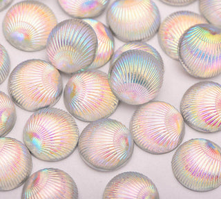 Face Paint Gems - Round Shell Rhinestones White - 10mm (0.39") - Pack of 10