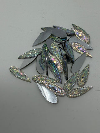 Face Paint Gems - Long Teardrop White Crystal - 7mmx21mm (0.28"x0.83") - Pack of 10