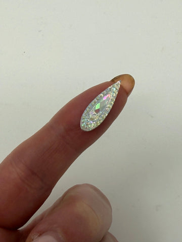 Face Paint Gems - Long Teardrop White Crystal - 7mmx21mm (0.28"x0.83") - Pack of 10 Face Paint Forum Shop