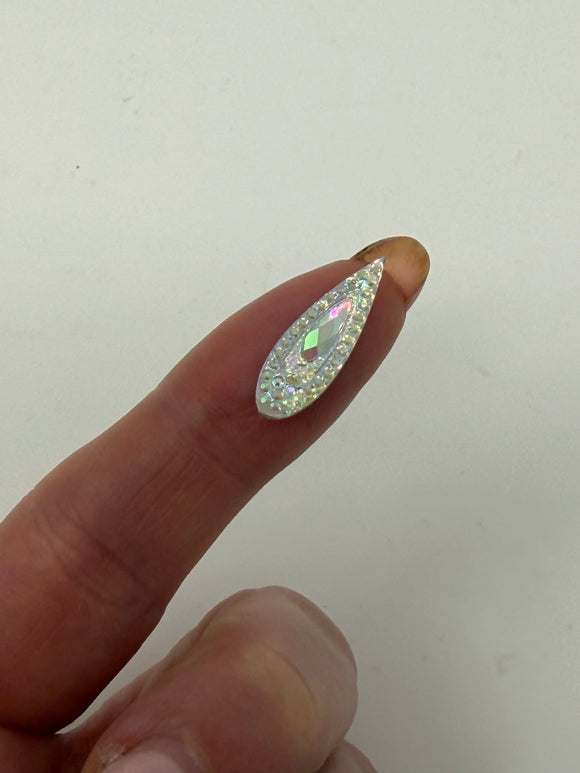 Face Paint Gems - Long Teardrop White Crystal - 7mmx21mm (0.28"x0.83") - Pack of 10 Face Paint Forum Shop