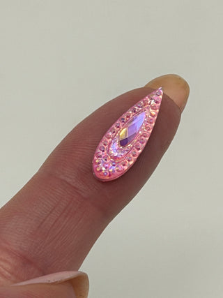 Face Paint Gems - Long Teardrop Pink - 7mmx21mm (0.28"x0.83") - Pack of 10