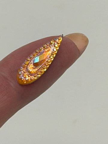 Face Paint Gems - Long Teardrop Rose Gold - 7mmx21mm (0.28"x0.83") - Pack of 10 Face Paint Forum Shop