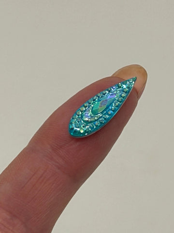 Face Paint Gems - Long Teardrop Aquamarine - 7mmx21mm (0.28"x0.83") - Pack of 10 Face Paint Forum Shop