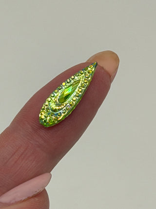 Face Paint Gems - Long Teardrop Green - 7mmx21mm (0.28"x0.83") - Pack of 10