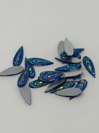 Face Paint Gems - Long Teardrop Blue - 7mmx21mm (0.28"x0.83") - Pack of 10