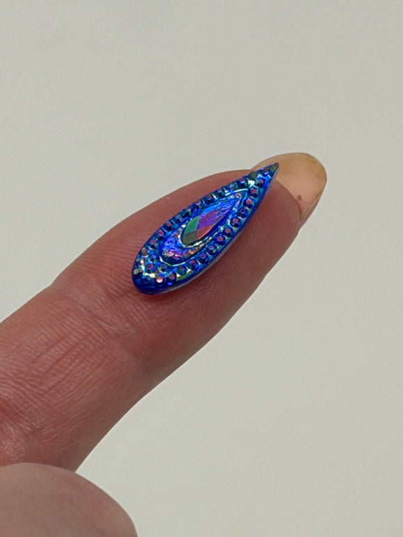 Face Paint Gems - Long Teardrop Blue - 7mmx21mm (0.28"x0.83") - Pack of 10 Face Paint Forum Shop