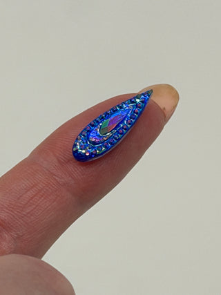 Face Paint Gems - Long Teardrop Blue - 7mmx21mm (0.28"x0.83") - Pack of 10