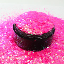 Suzy Sparkles Glitter - Iridescent Neon Pink - Chunky Suzy Sparkles