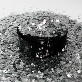 Suzy Sparkles Glitter - Metallic Silver Stars - Chunky - 2 oz Bag Suzy Sparkles