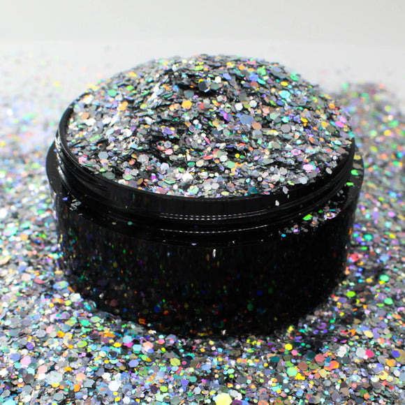 Suzy Sparkles Glitter - Holographic Silver - Chunky - 1 oz Bag Suzy Sparkles