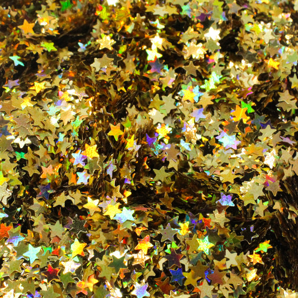 Suzy Sparkles Glitter - Holographic Gold Stars - Chunky