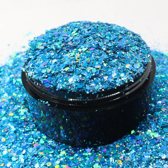 Suzy Sparkles Glitter - Holographic Aqua - Chunky - 1 oz Bag Suzy Sparkles