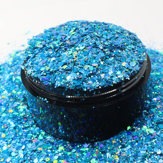 Suzy Sparkles Glitter - Holographic Aqua - Chunky - 1 oz Bag