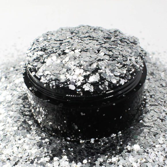 Suzy Sparkles Glitter - Metallic Silver - Chunky - 2 oz Bag Suzy Sparkles